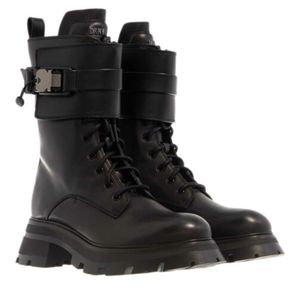 DKNY "Sava" black leather Combat Boots 10
